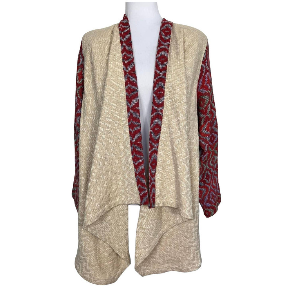 Deborah Hughes Handwoven Artisan Knit Sweater Cotton Open Cardigan New Size M